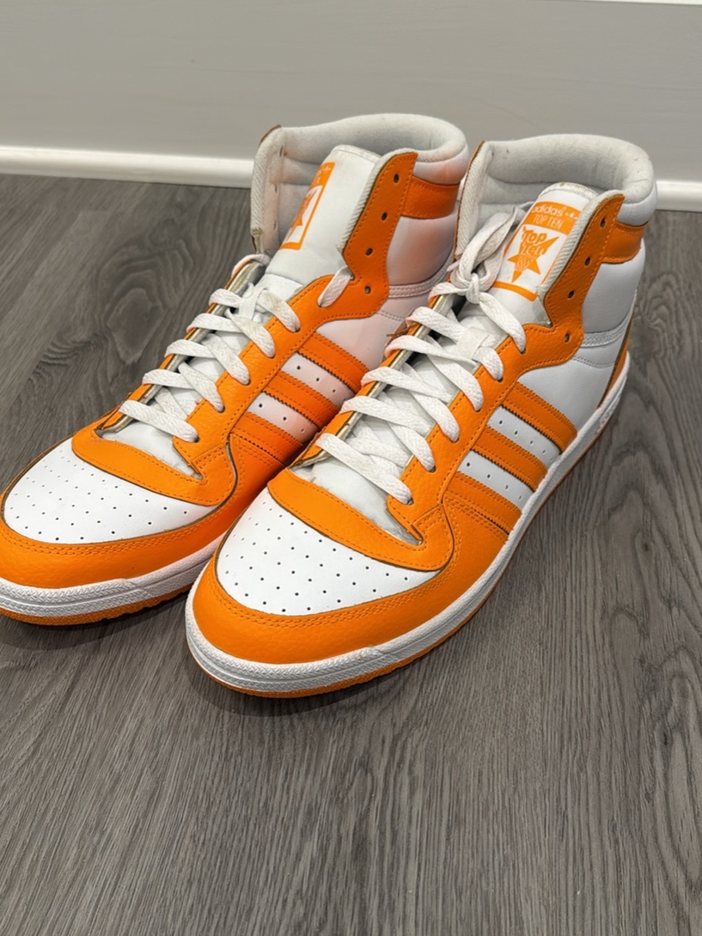 adidas High-Top Sneakers in White & Orange